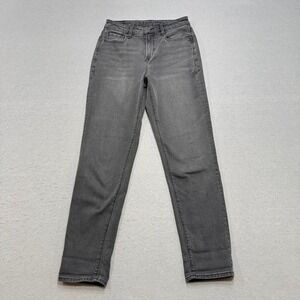 American Eagle Jeans Women's 4 Long Black Denim Tapered Leg High Rise Stretch